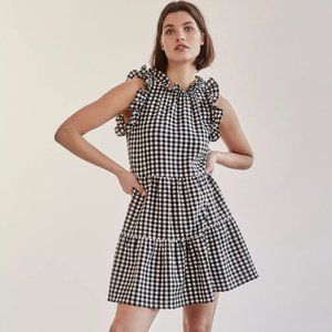 Anthropologie (Maeve) - XS black/white Gingham Ruffled Mini Dress